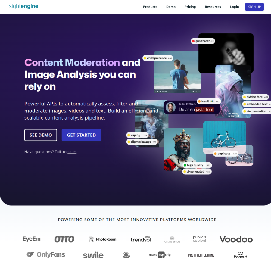 sightengine.com homepage screenshot
