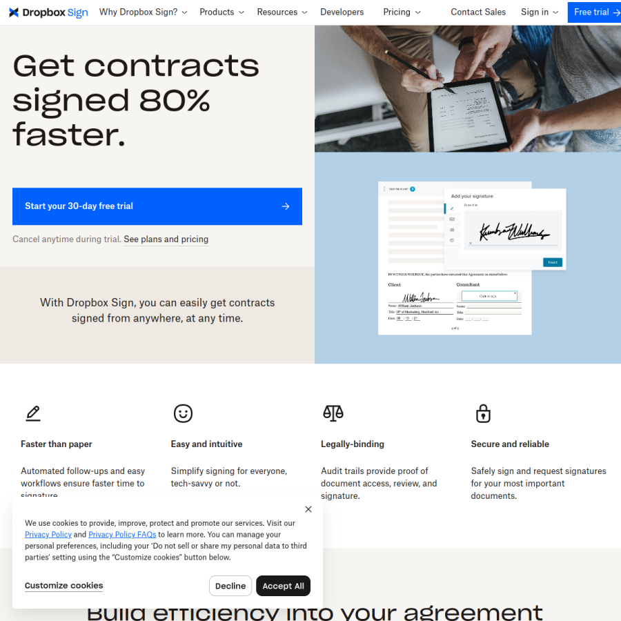 sign.dropbox.com homepage screenshot