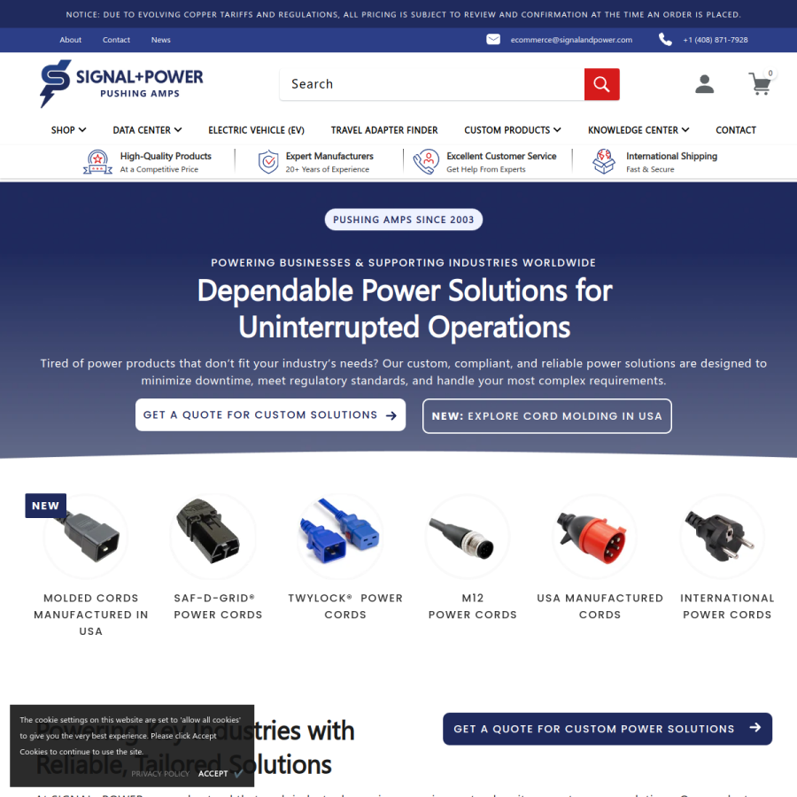 signalandpower.com homepage screenshot