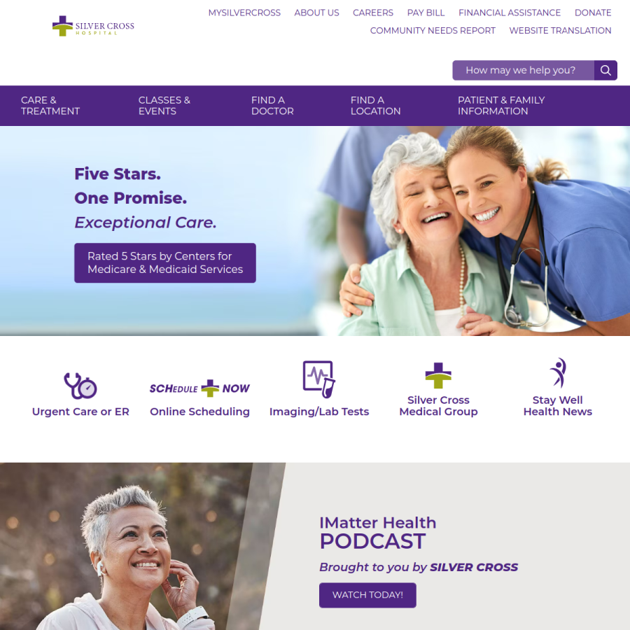 silvercross.org homepage screenshot