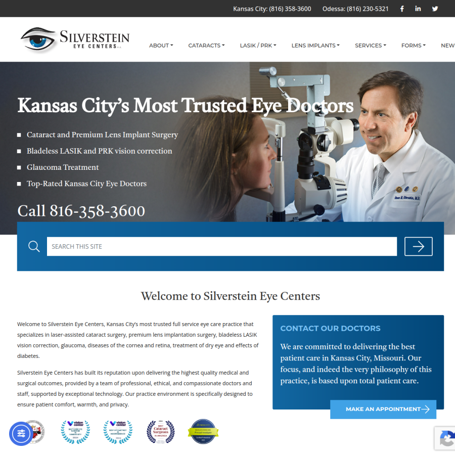 silversteineyecenters.com homepage screenshot