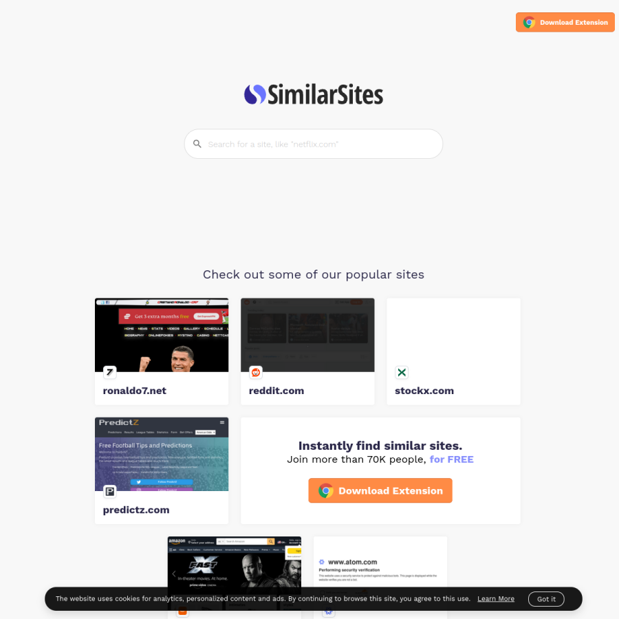similarsites.com homepage screenshot
