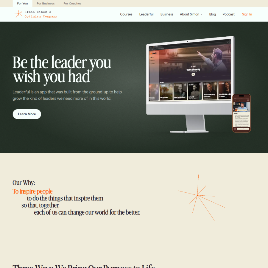 simonsinek.com homepage screenshot
