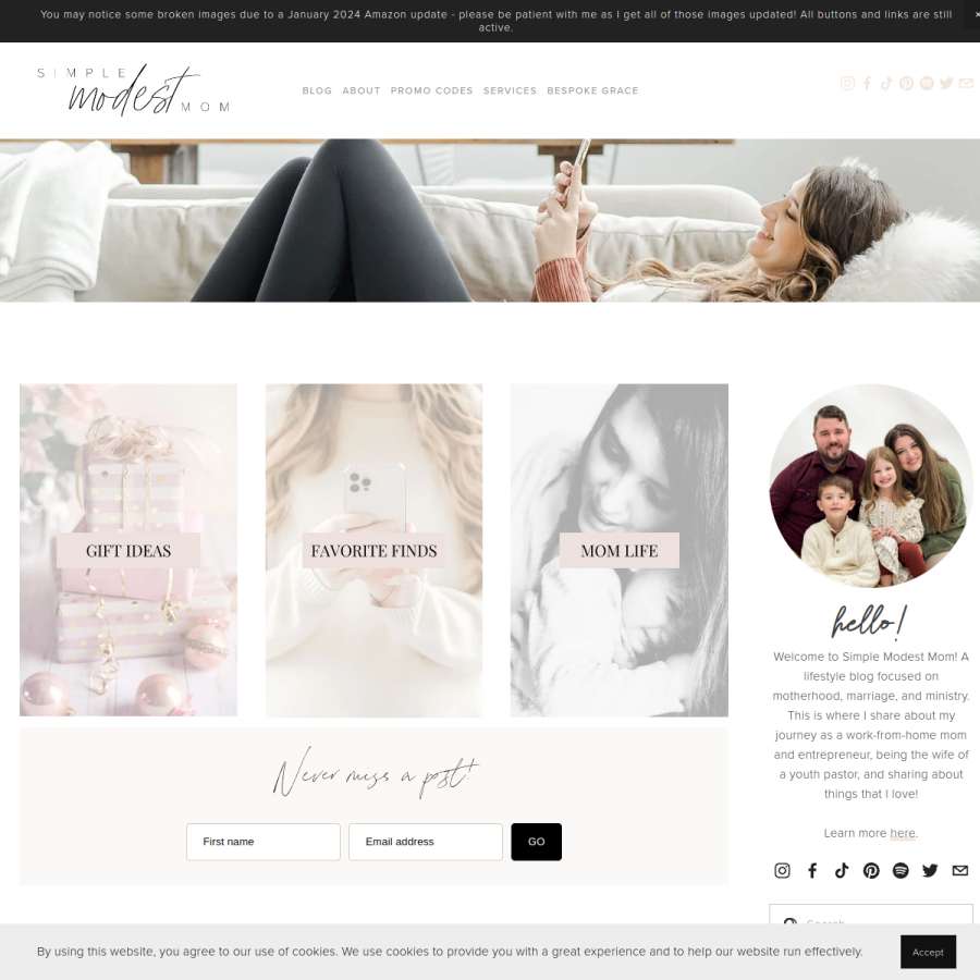 simplemodestmom.com homepage screenshot