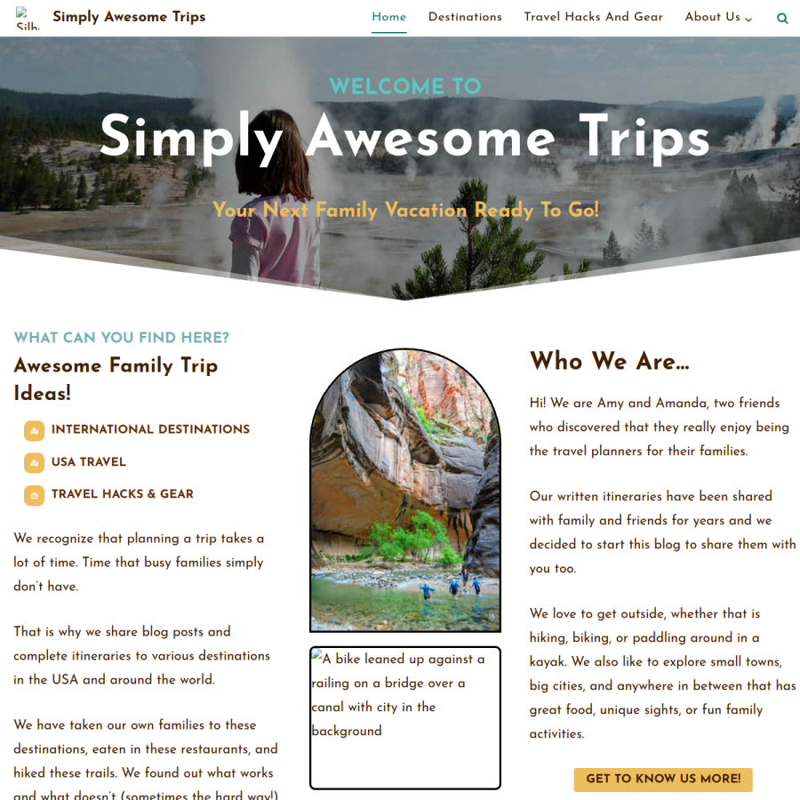 simplyawesometrips.com homepage screenshot