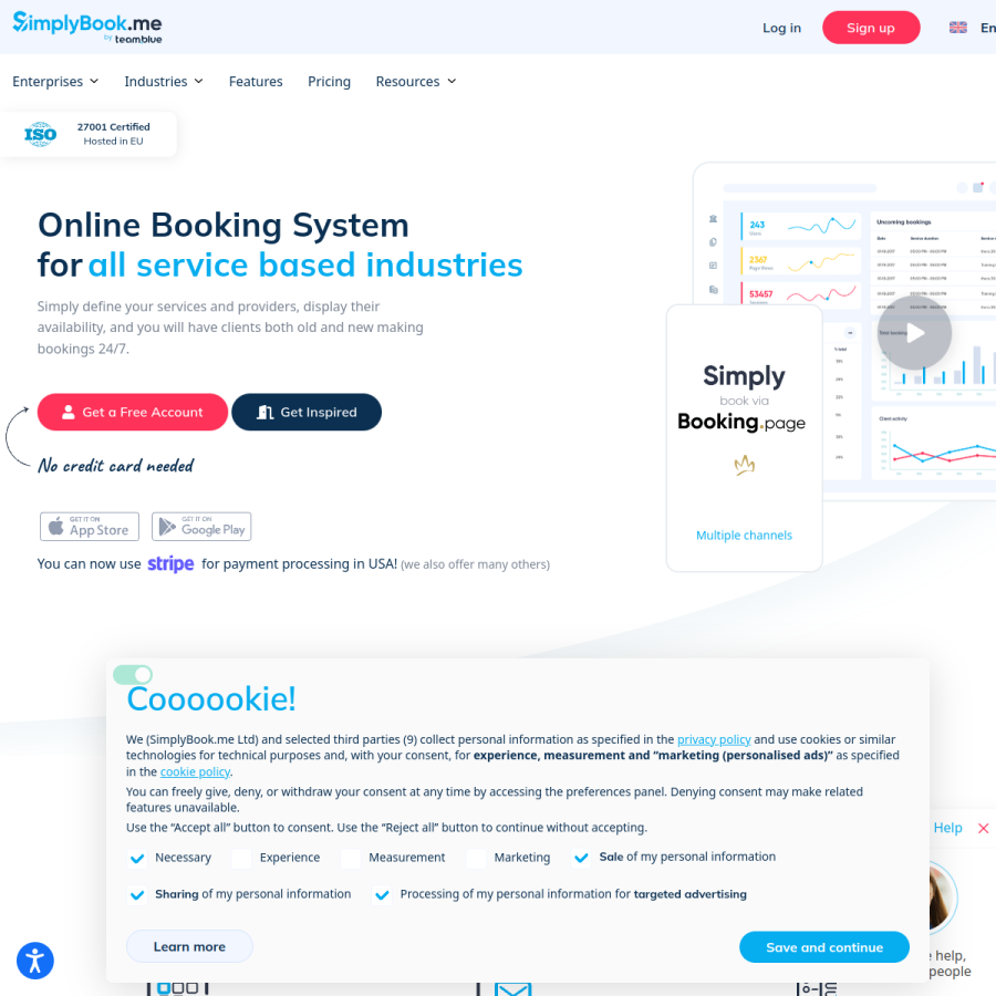 simplybook.me homepage screenshot
