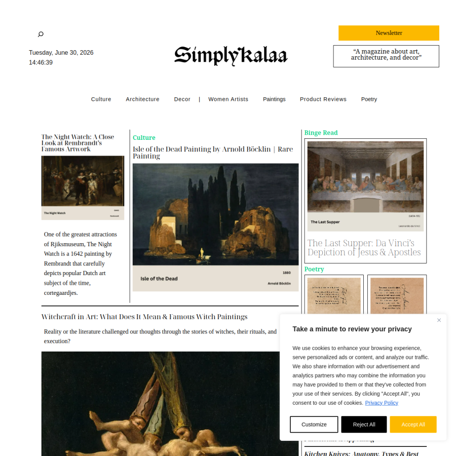 simplykalaa.com homepage screenshot