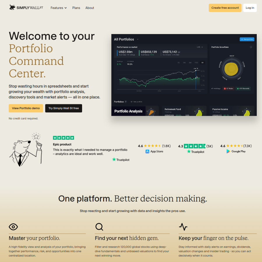 simplywall.st homepage screenshot