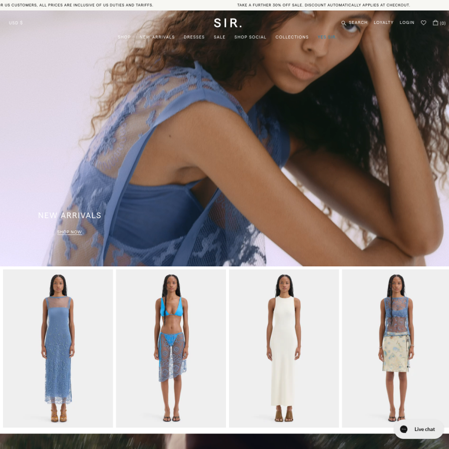 sirthelabel.com homepage screenshot