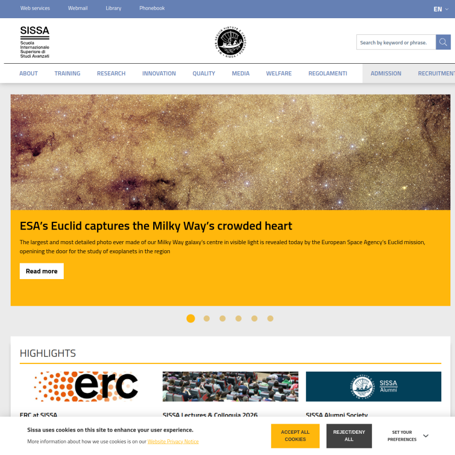 sissa.it homepage screenshot