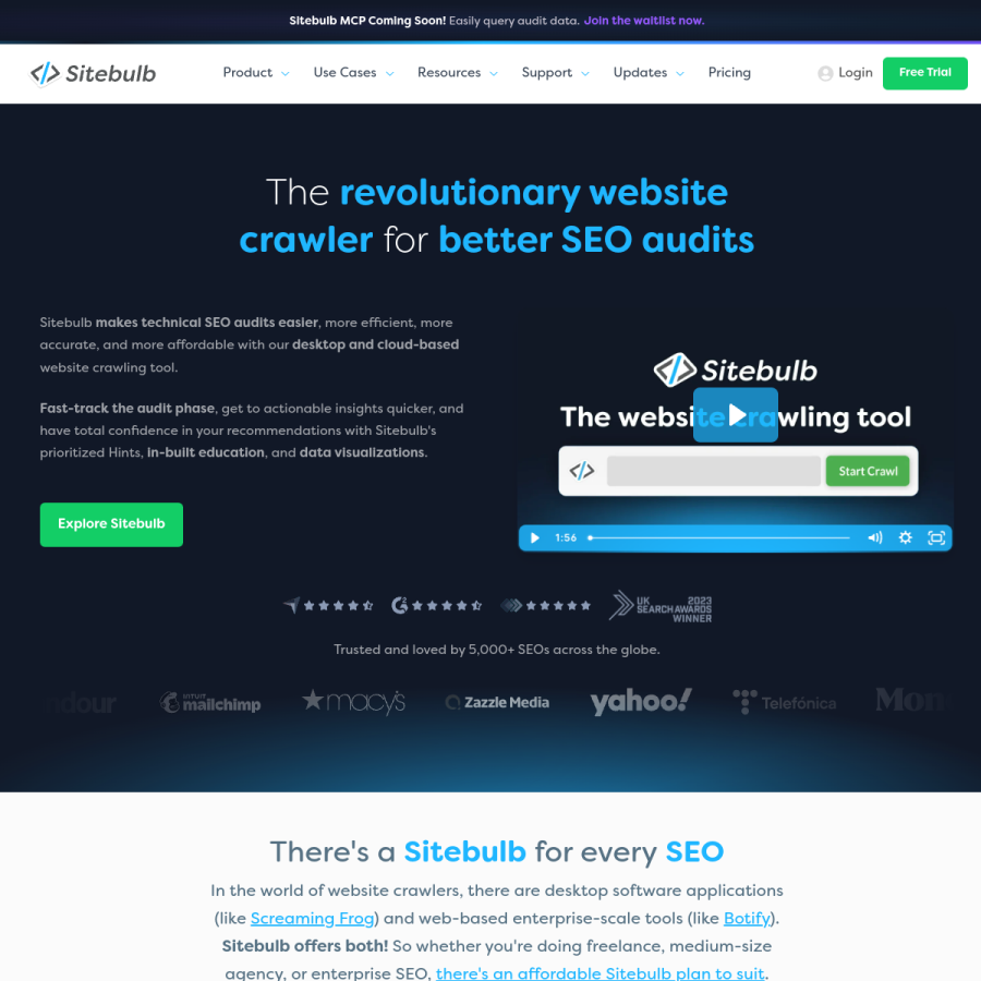 sitebulb.com homepage screenshot