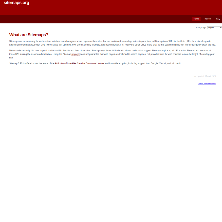 sitemaps.org homepage screenshot
