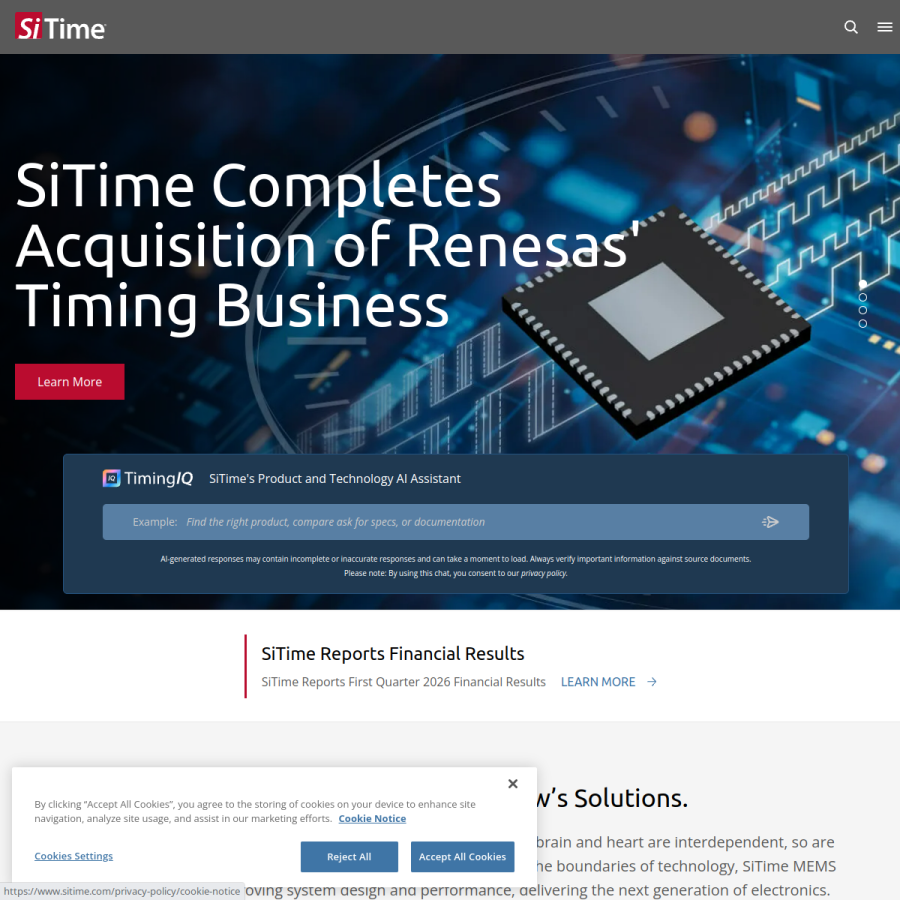 sitime.com homepage screenshot