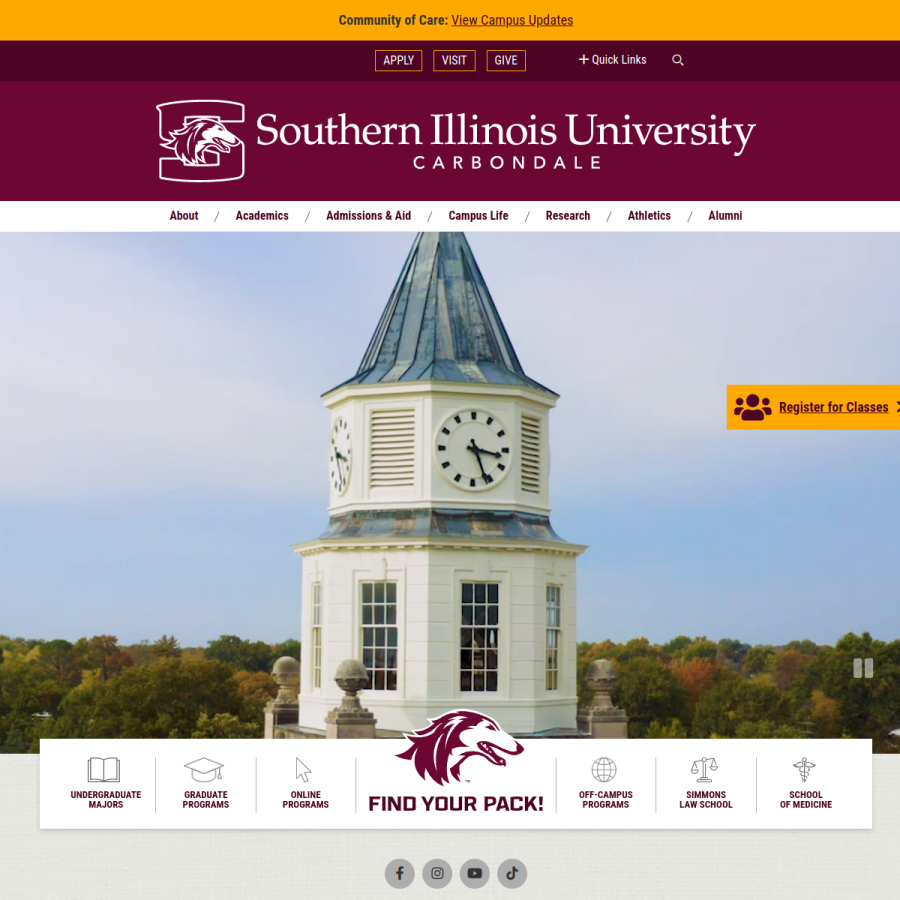 siu.edu homepage screenshot