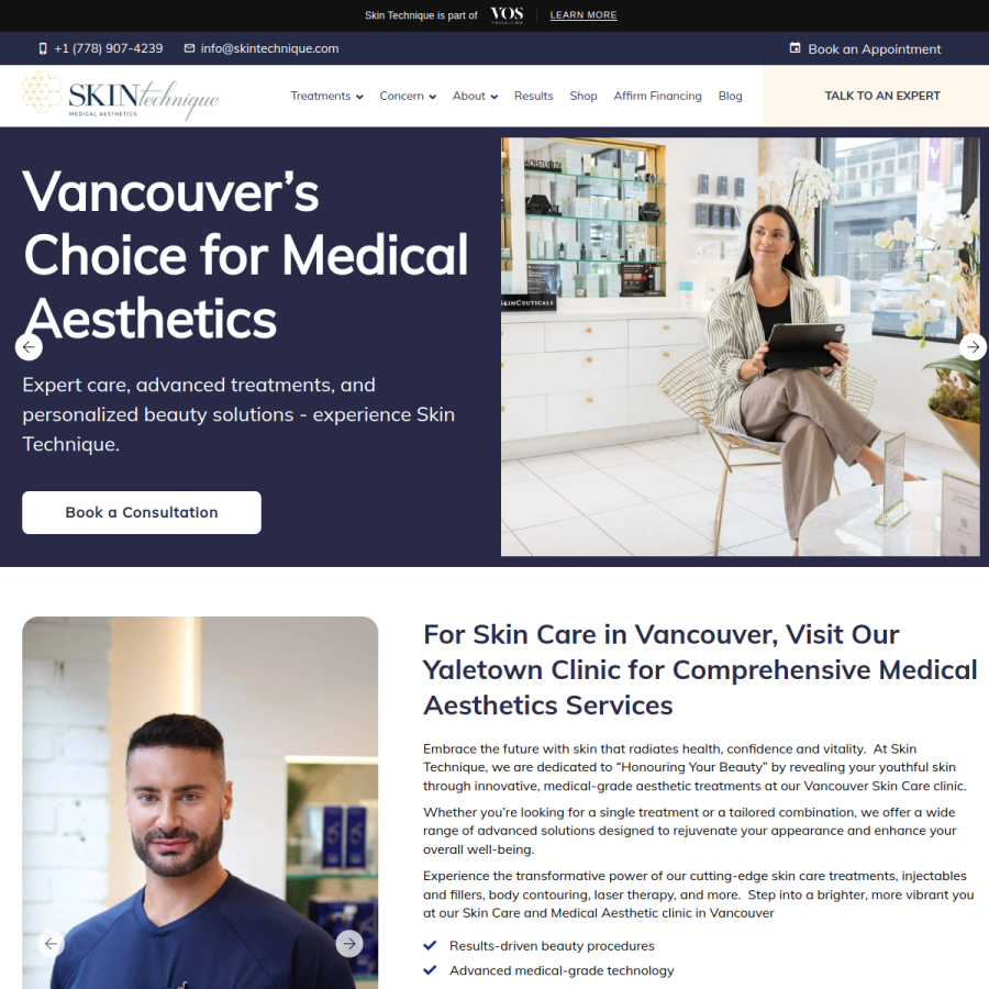 skintechnique.com homepage screenshot