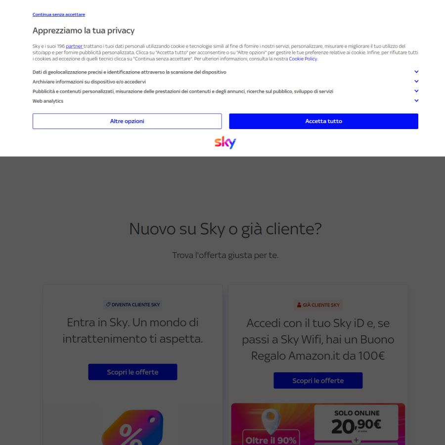 sky.it homepage screenshot