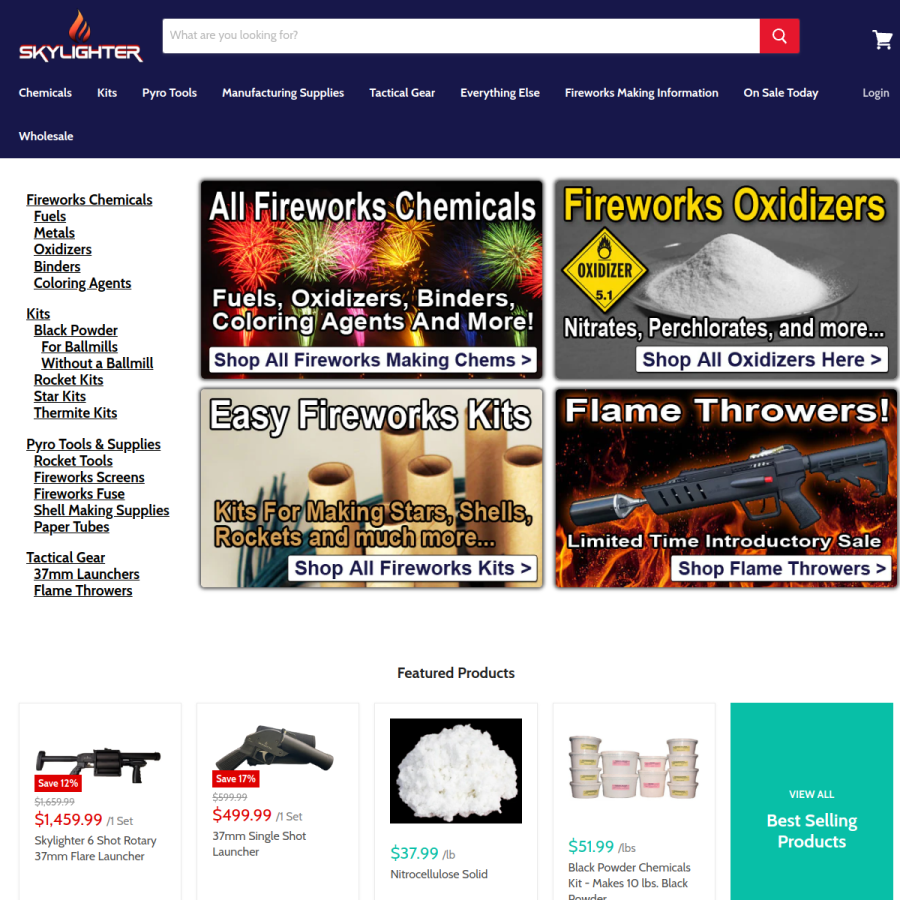 skylighter.com homepage screenshot