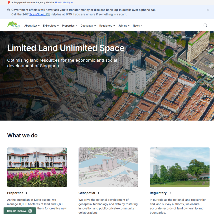 sla.gov.sg homepage screenshot