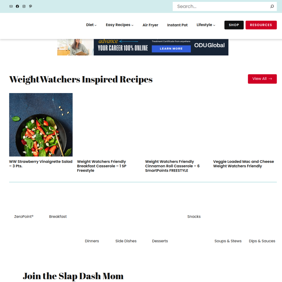 slapdashmom.com homepage screenshot