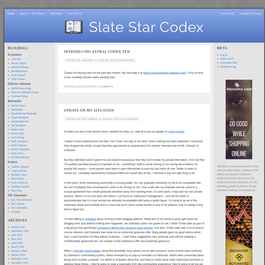 slatestarcodex.com homepage screenshot