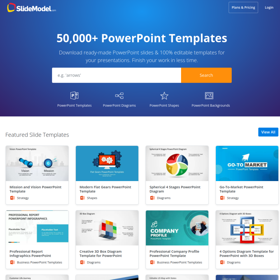 slidemodel.com homepage screenshot
