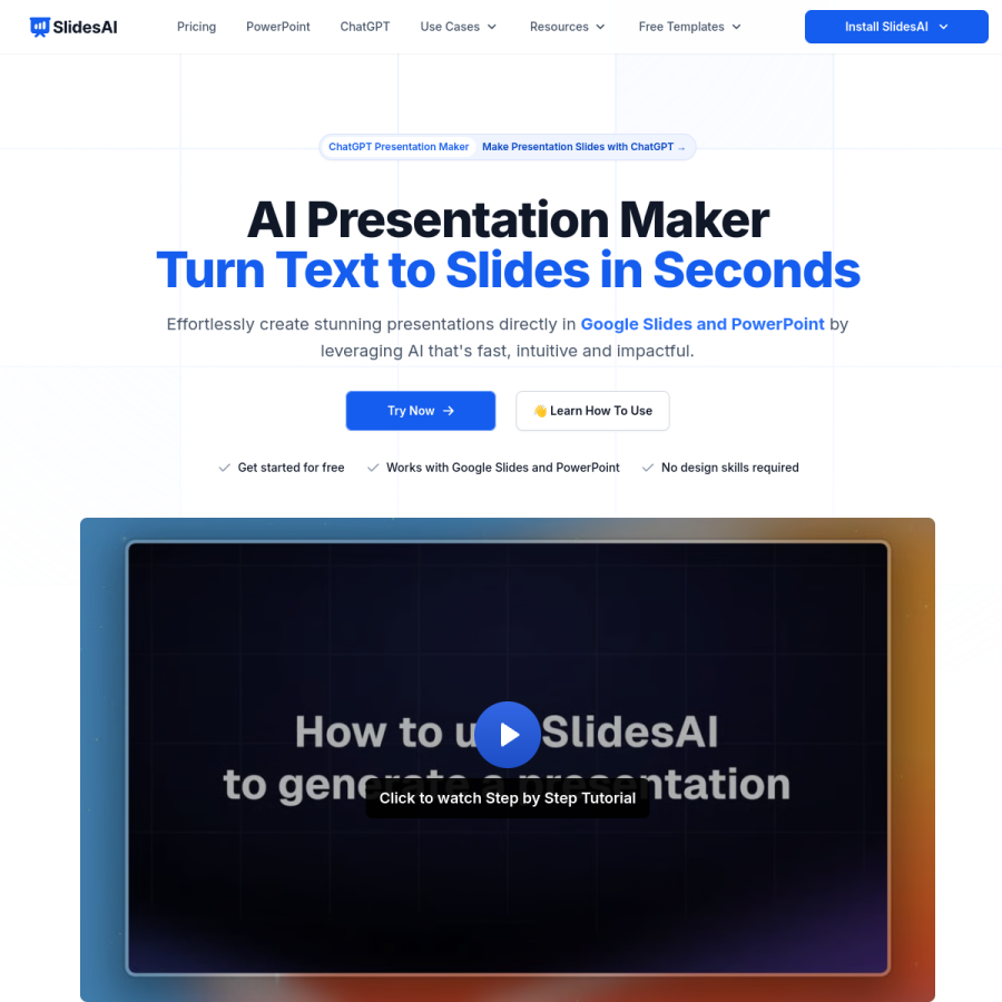 slidesai.io homepage screenshot
