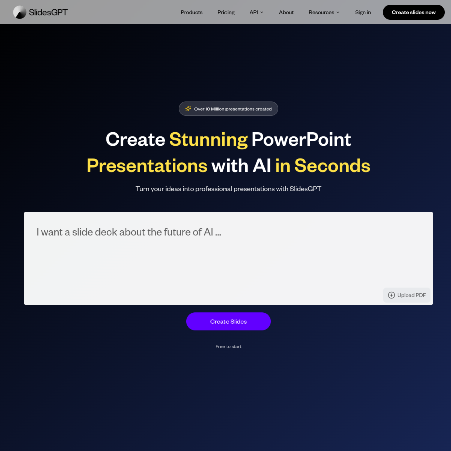 slidesgpt.com homepage screenshot