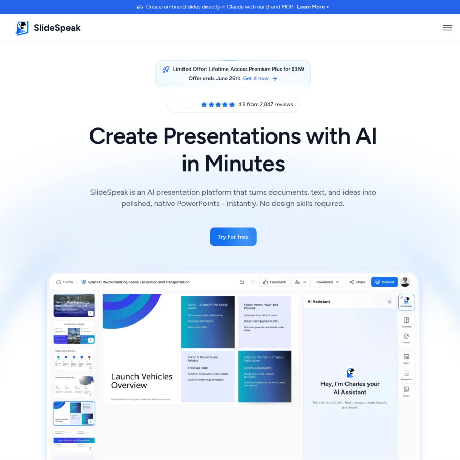slidespeak.co homepage screenshot