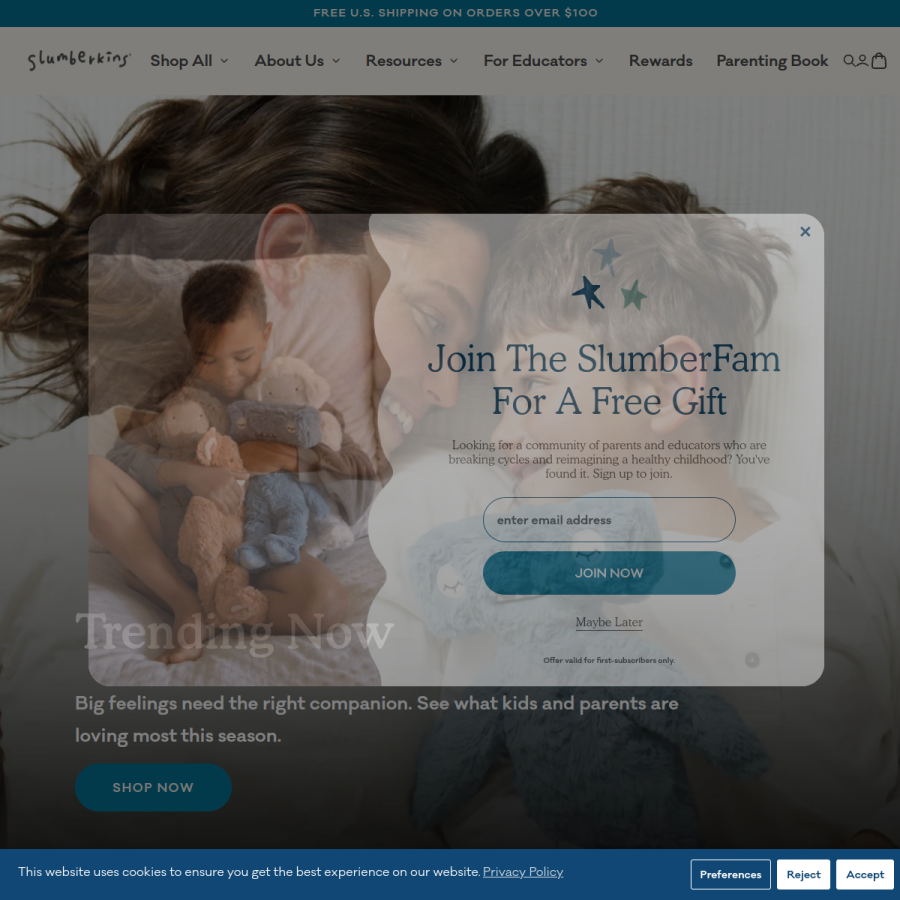 slumberkins.com homepage screenshot