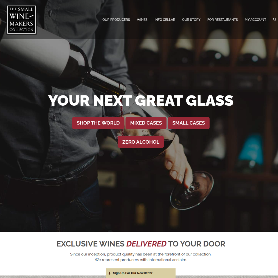 smallwinemakers.ca homepage screenshot