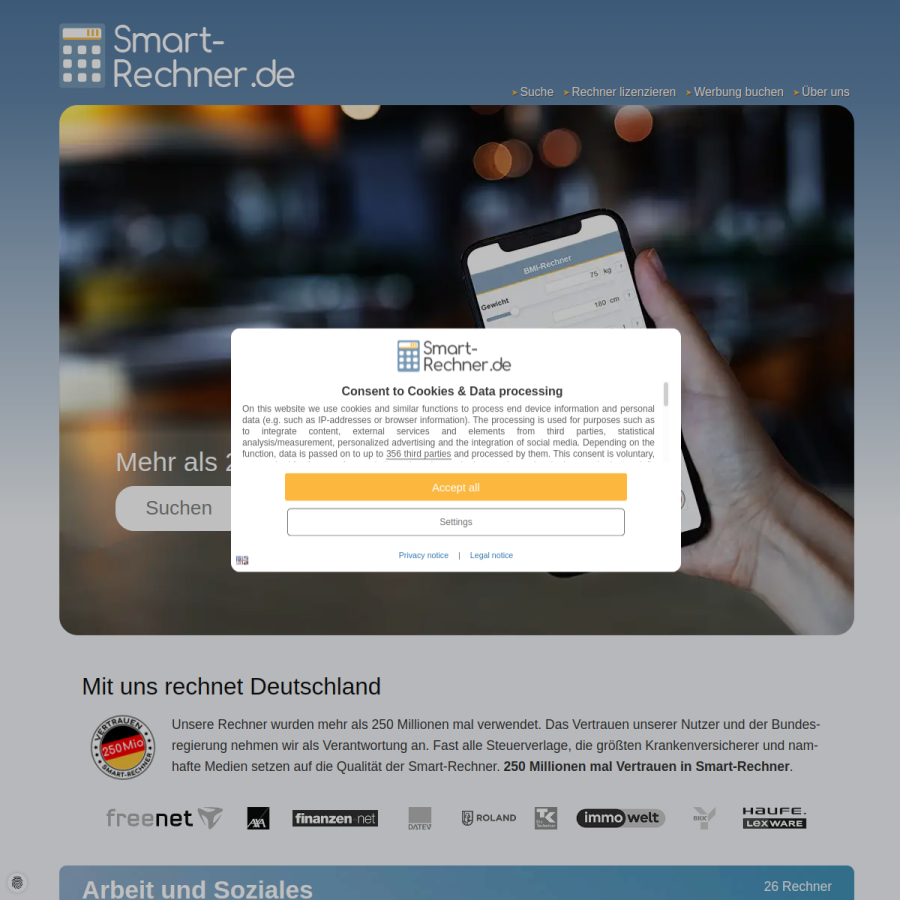 smart-rechner.de homepage screenshot