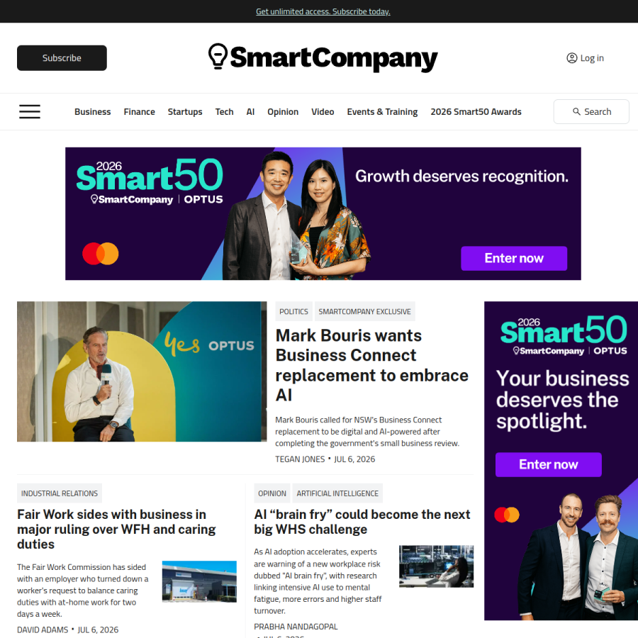 smartcompany.com.au homepage screenshot