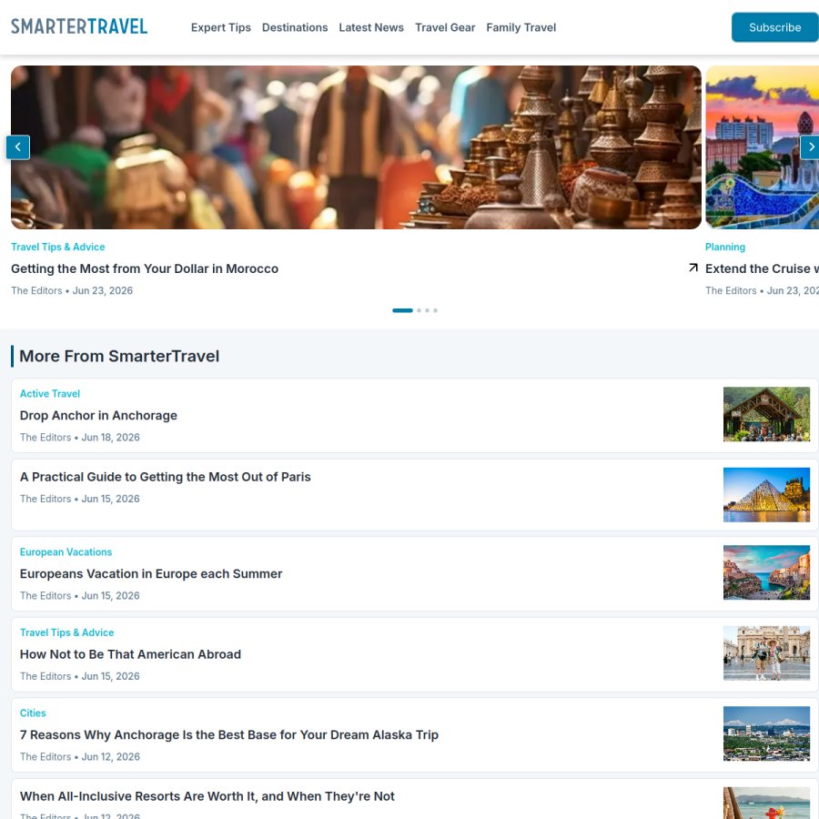 smartertravel.com homepage screenshot