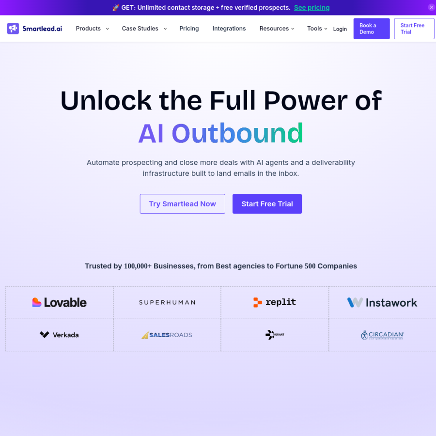 smartlead.ai homepage screenshot