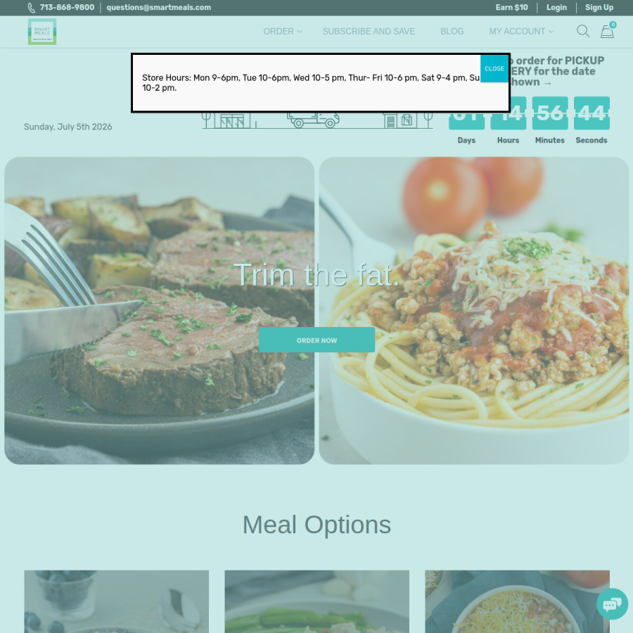 smartmeals.com homepage screenshot