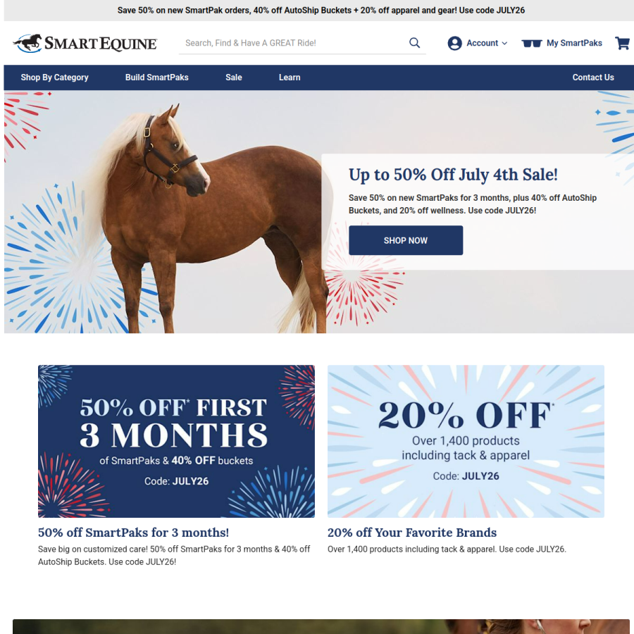 smartpakequine.com homepage screenshot