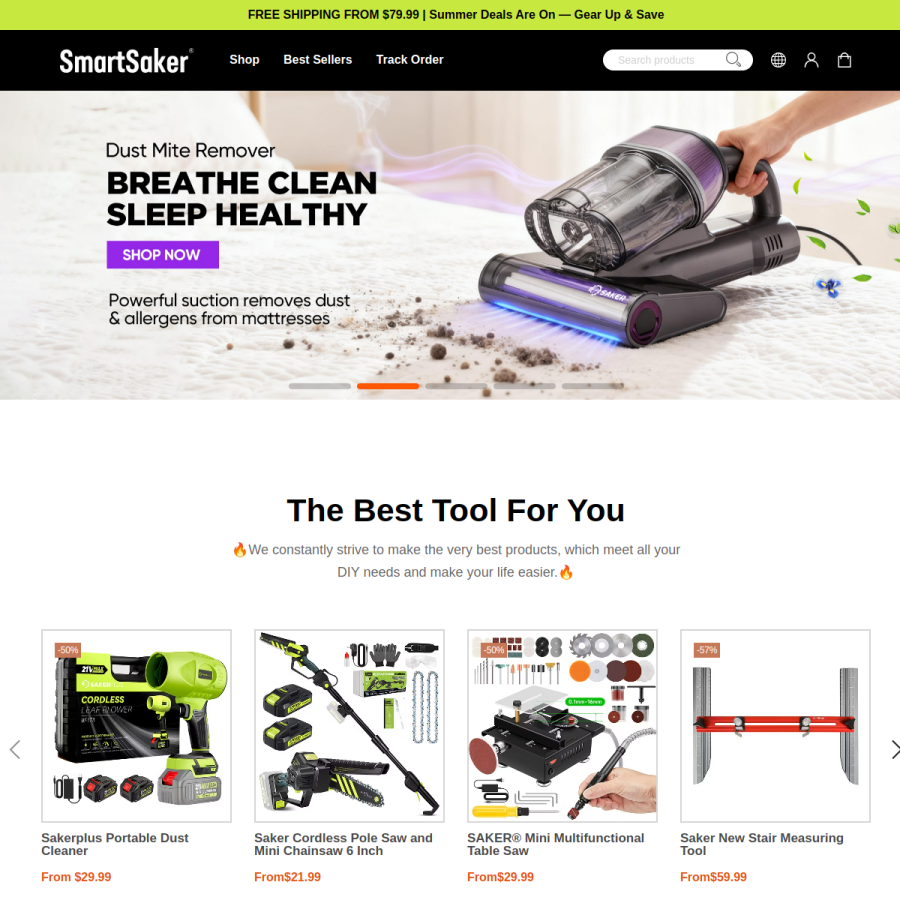 smartsaker.com homepage screenshot