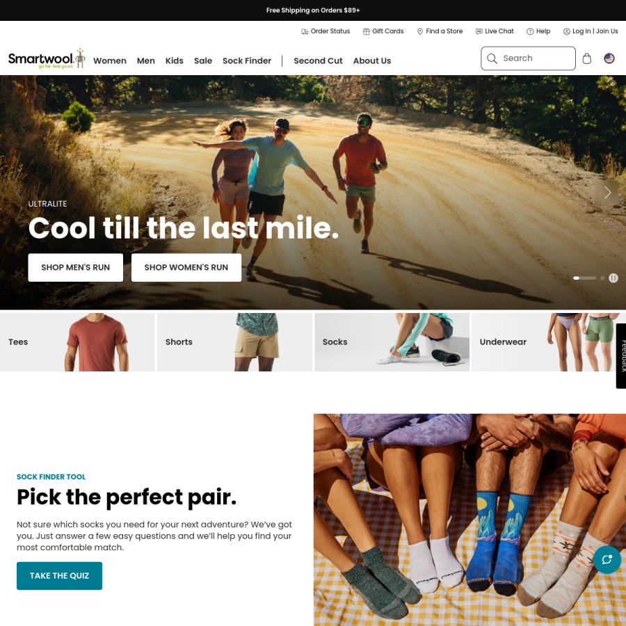 smartwool.com homepage screenshot