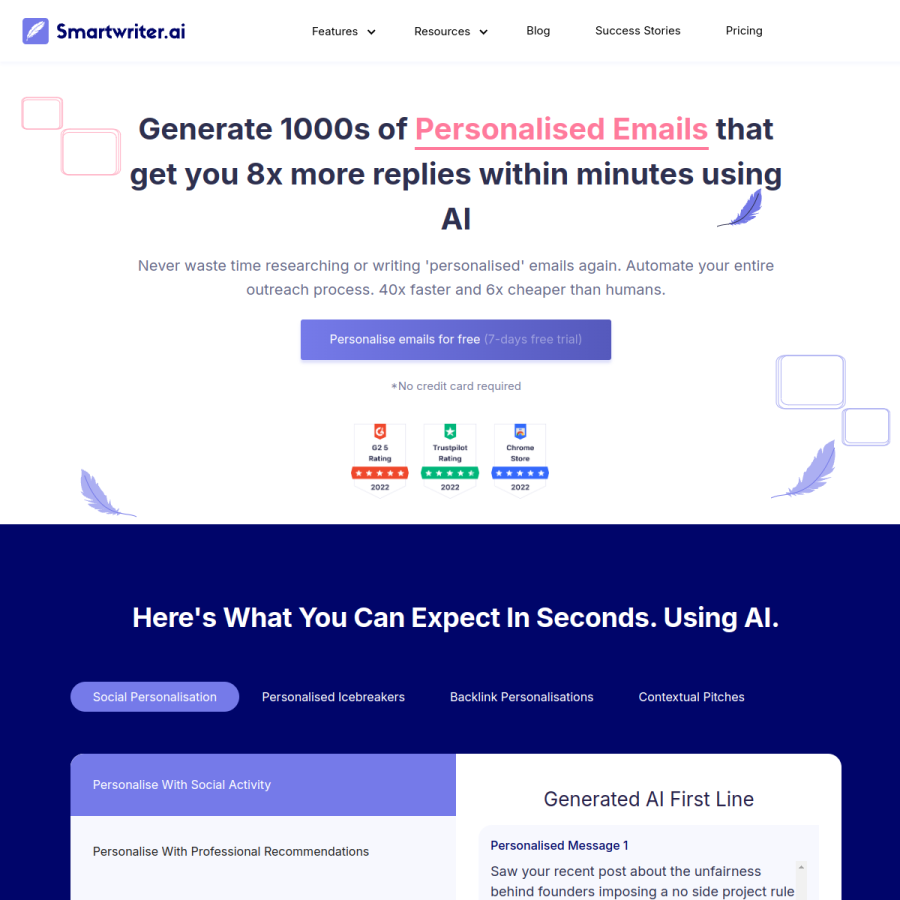 smartwriter.ai homepage screenshot