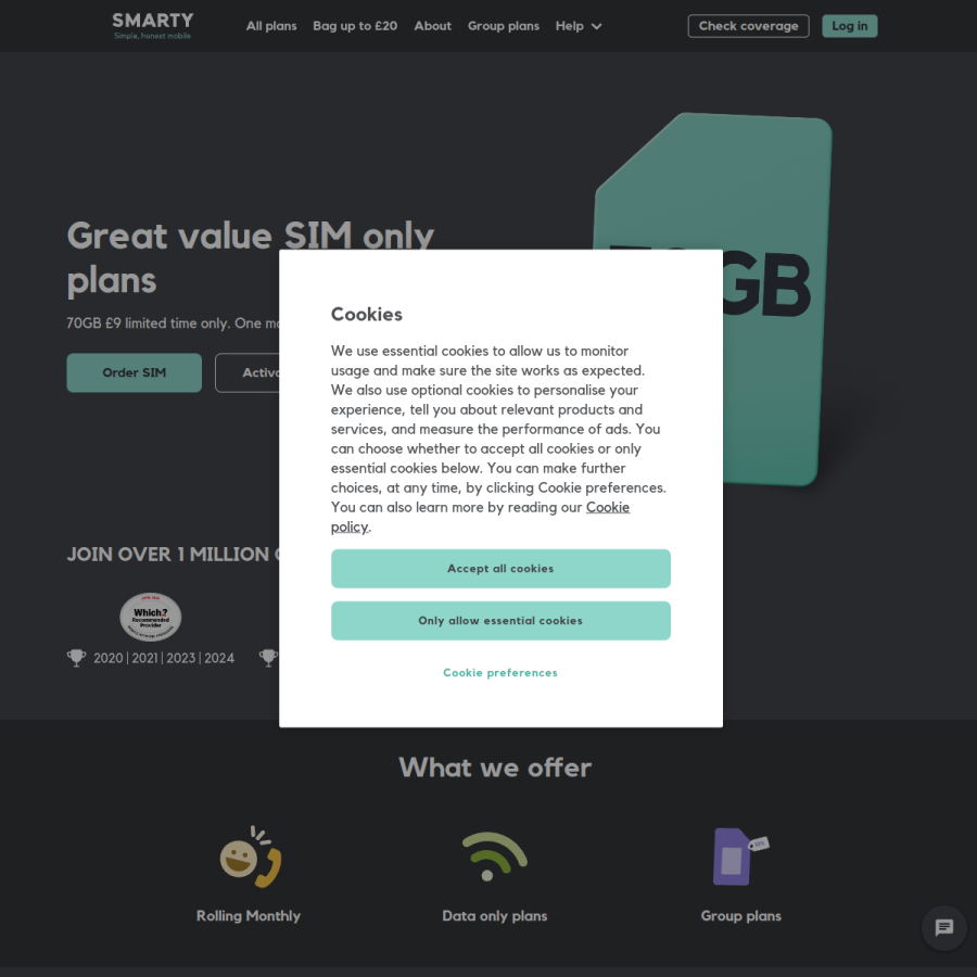 smarty.co.uk homepage screenshot
