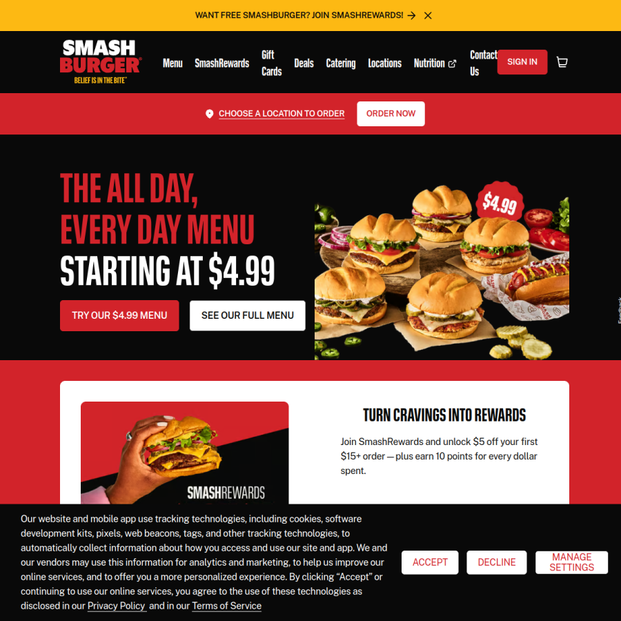 smashburger.com homepage screenshot
