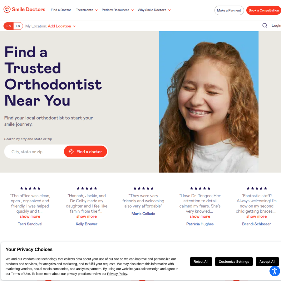 smiledoctors.com homepage screenshot