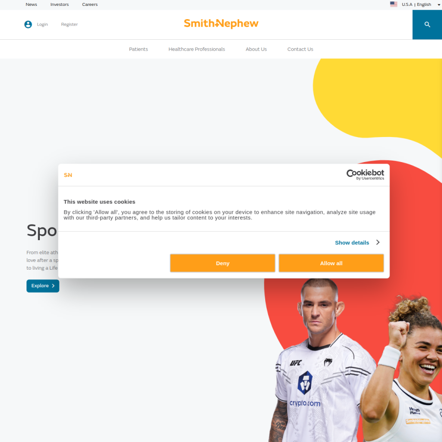 smith-nephew.com homepage screenshot