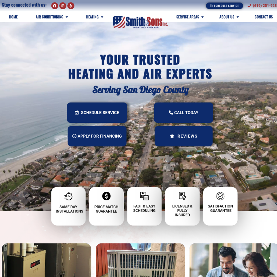 smithandsonsheatandair.com homepage screenshot