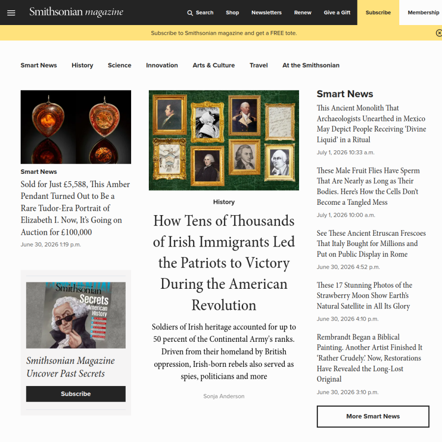 smithsonianmag.com homepage screenshot