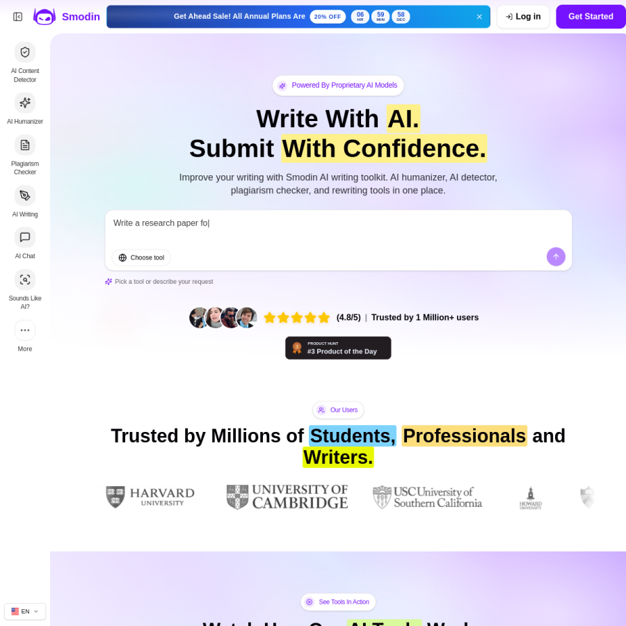 smodin.io homepage screenshot
