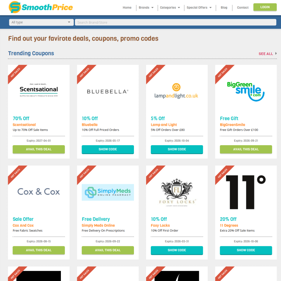 smoothprice.com homepage screenshot