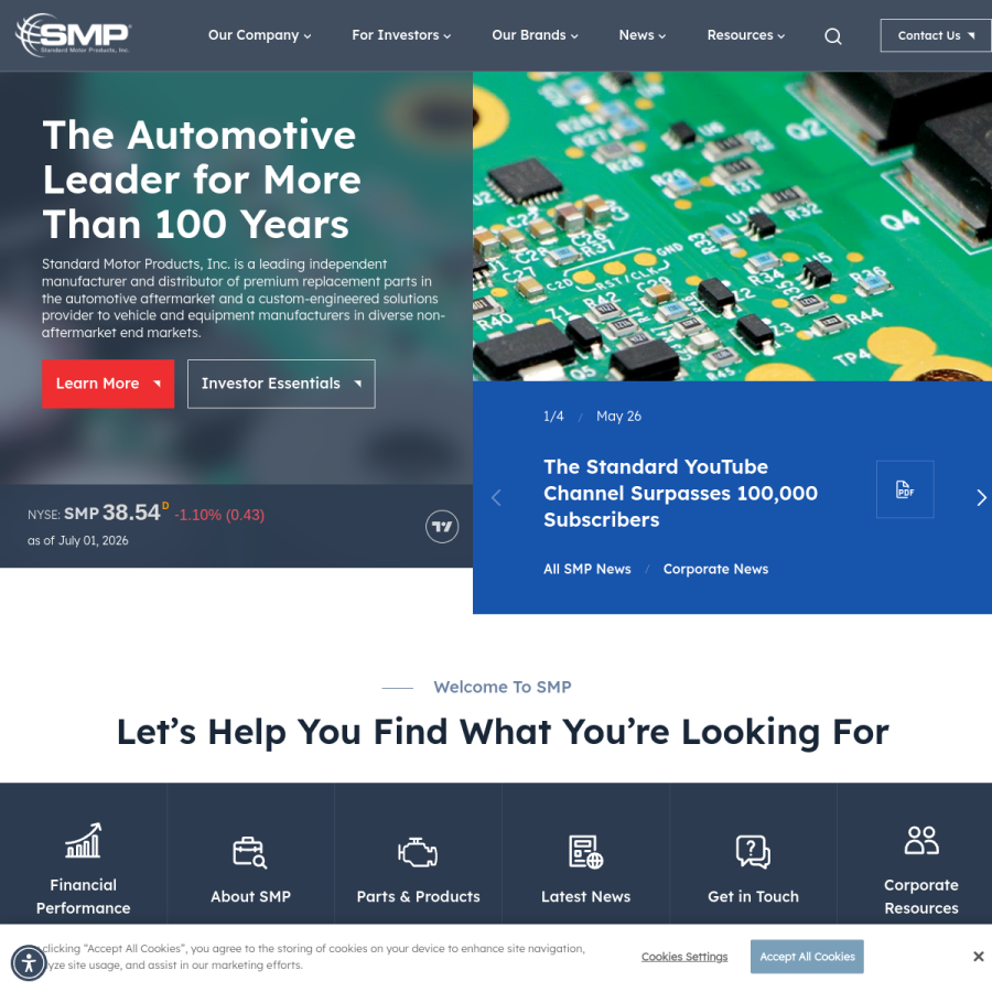 smpcorp.com homepage screenshot