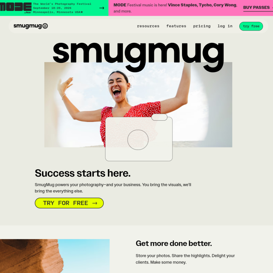 smugmug.com homepage screenshot