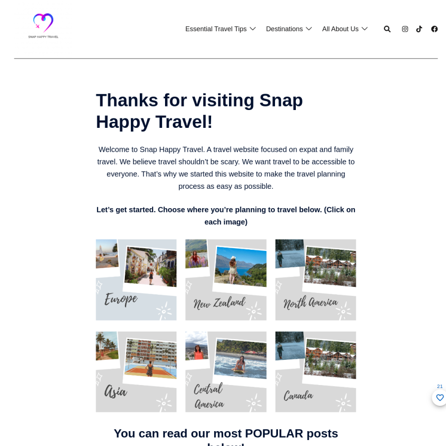snaphappytravel.com homepage screenshot